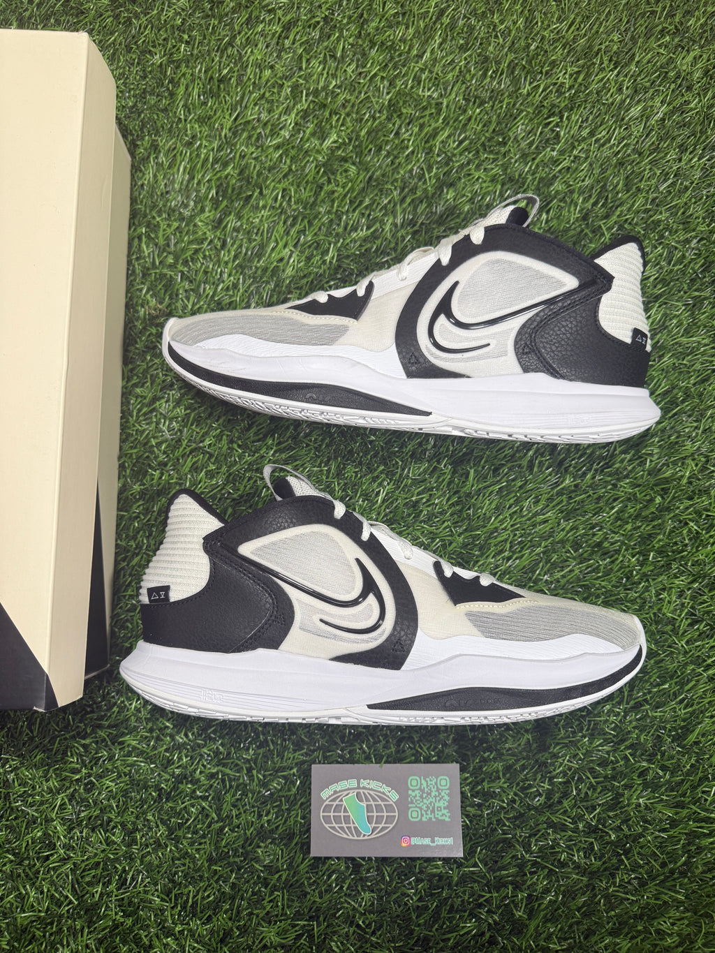 Kyrie 5 Low TB “White/Black” (Size 9.5)-Mase Kicks